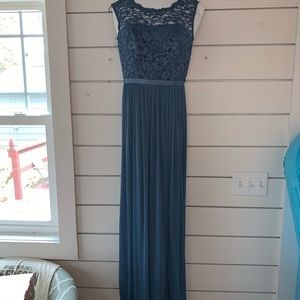 David’s Bridal Style F19328 Color Steele Blue